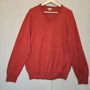 Gap Men’s Cotton Cashmere Sweater V Neck Red Soft Travel Holiday Casual XL